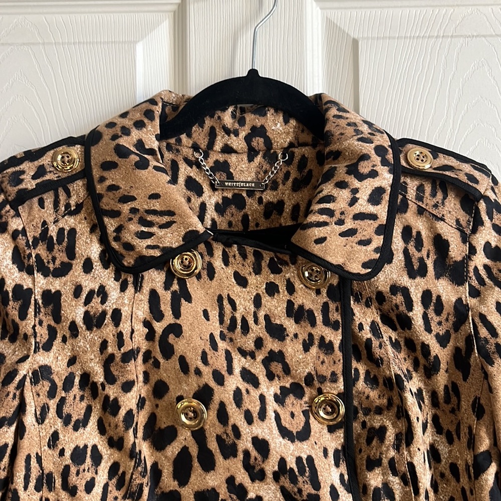 WHBM Leopard‎ Print Double Breasted Swing Trench … - image 5